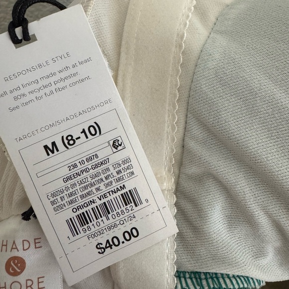 Shade & Shore Green and Cream Swimsuit - Picture 8 of 9